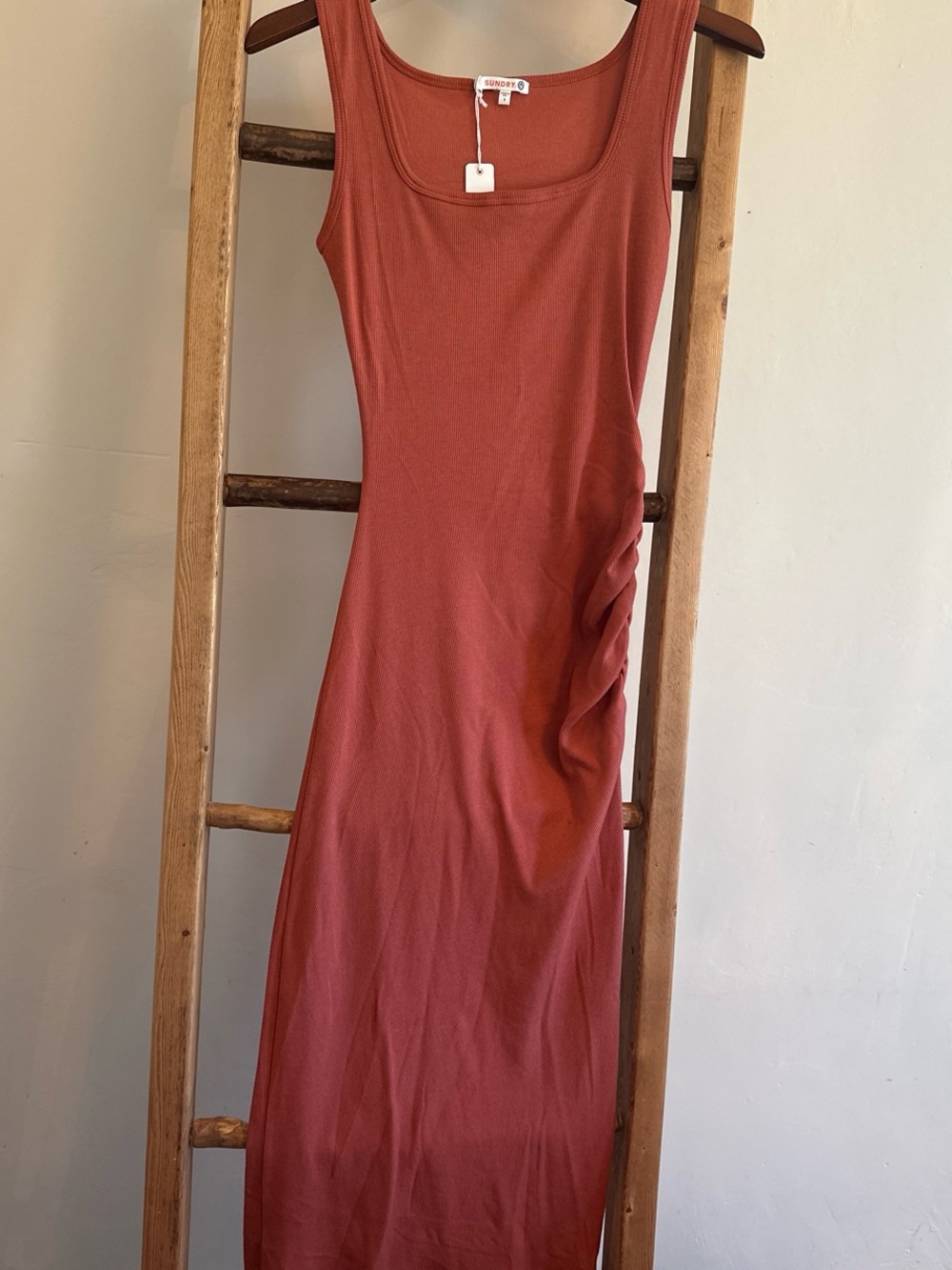 Sundry Rust Scoop Neck Tank Dress